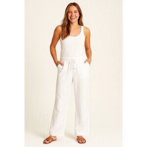 Lauren Ralph Lauren White 100% Linen Wide Leg Drawstring Pants Women’s 12 Resort